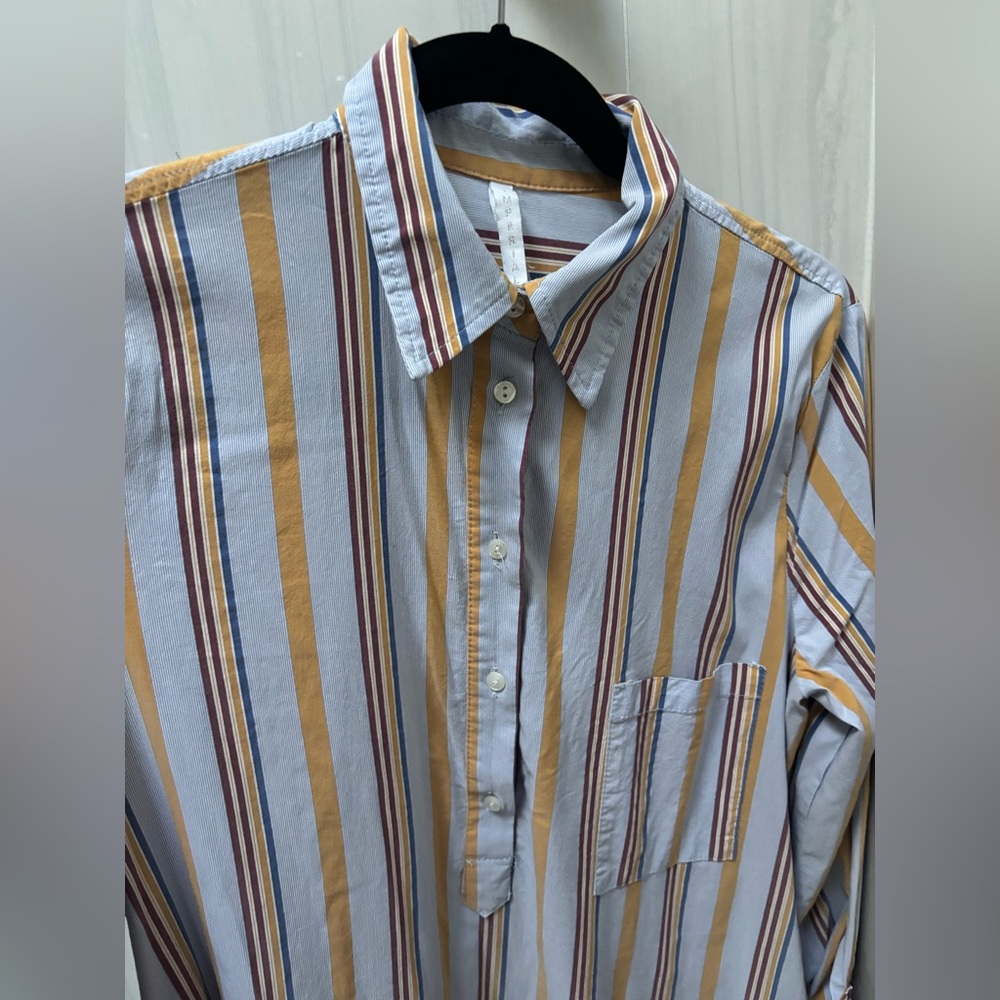 Striped Button-Up Shirt dress